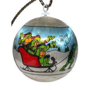 VTG Teenage Mutant Ninja Turtles TMNT Spun Satin Christmas Ball Ornament Snow